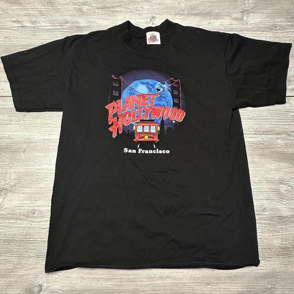 VTG Planet Hollywood Shirt Mens Large Black Short Sleeve San Francisco USA Made
